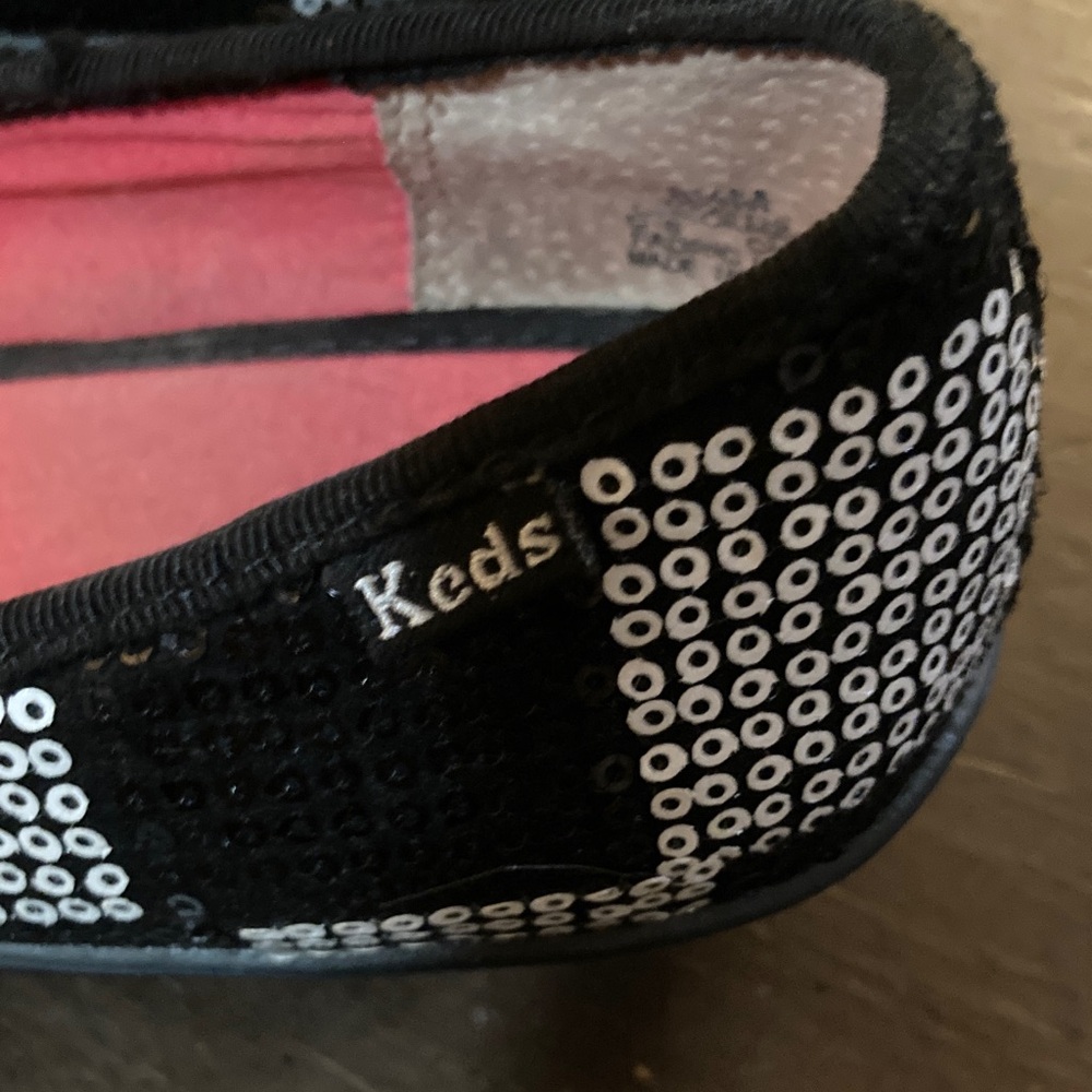 Keds Black Flats with White Studded Check Pattern - Picture 3 of 6